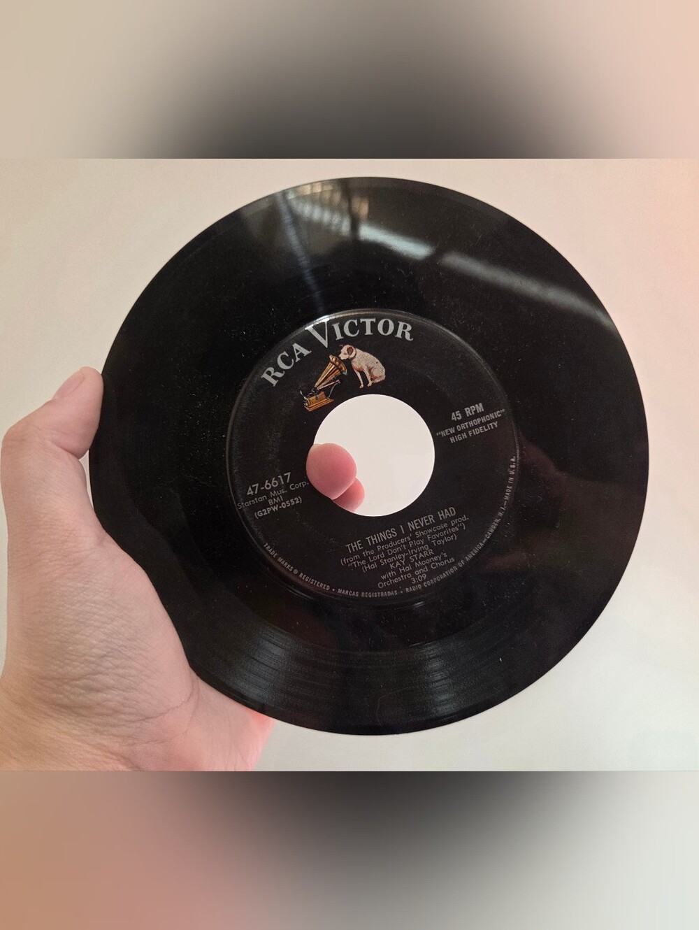 RCA Victor 45 RPM Vinyl "The Things I Never Had" Kay Starr